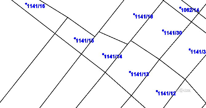 Parcela st. 1141/14 v KÚ Vanov, Katastrální mapa