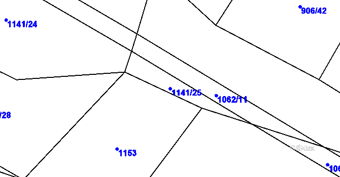 Parcela st. 1141/25 v KÚ Vanov, Katastrální mapa