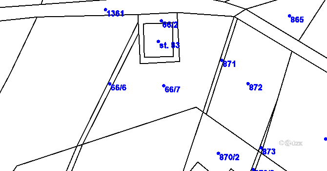 Parcela st. 66/7 v KÚ Vanov, Katastrální mapa