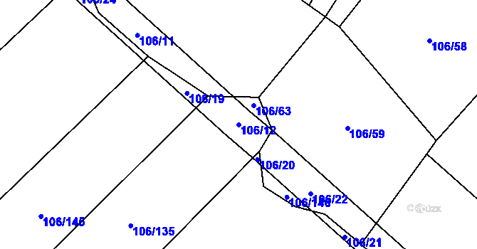 Parcela st. 106/12 v KÚ Vanov, Katastrální mapa