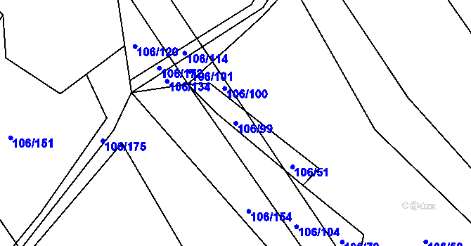 Parcela st. 106/99 v KÚ Vanov, Katastrální mapa