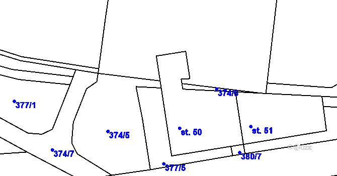 Parcela st. 102 v KÚ Vanov, Katastrální mapa