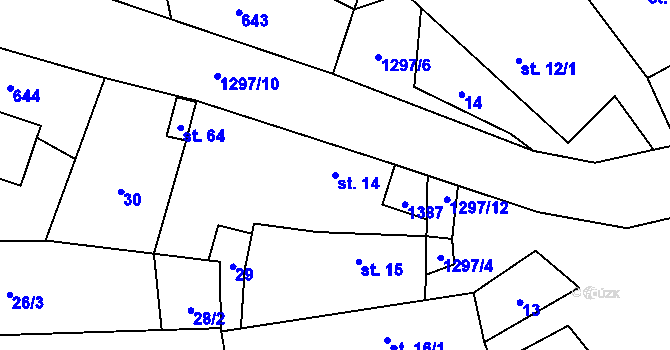 Parcela st. 14 v KÚ Vanov, Katastrální mapa