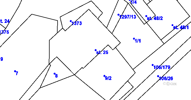 Parcela st. 25 v KÚ Vanov, Katastrální mapa