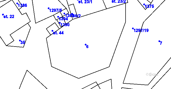 Parcela st. 6 v KÚ Vanov, Katastrální mapa