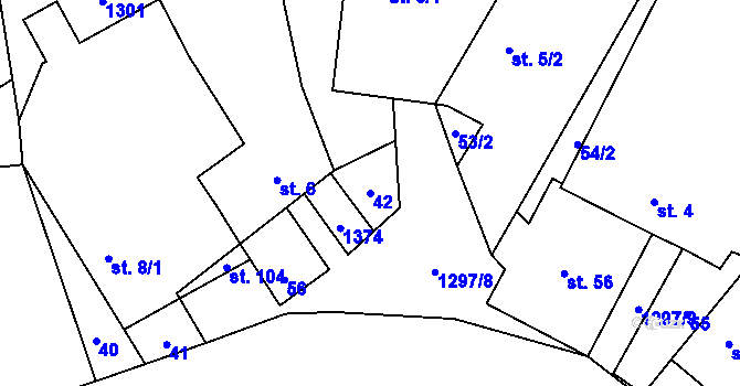 Parcela st. 42 v KÚ Vanov, Katastrální mapa