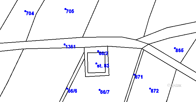 Parcela st. 66/2 v KÚ Vanov, Katastrální mapa