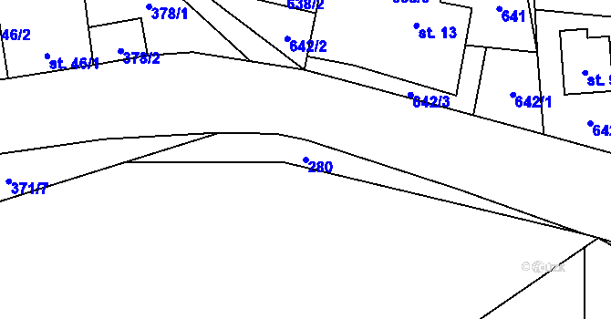 Parcela st. 280 v KÚ Vanov, Katastrální mapa