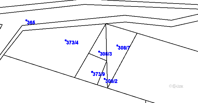 Parcela st. 308/3 v KÚ Vanov, Katastrální mapa