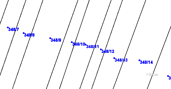 Parcela st. 348/11 v KÚ Vanov, Katastrální mapa