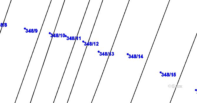 Parcela st. 348/13 v KÚ Vanov, Katastrální mapa