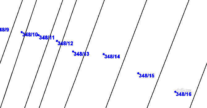 Parcela st. 348/14 v KÚ Vanov, Katastrální mapa
