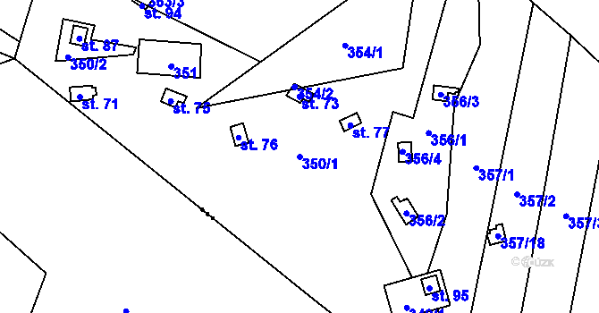 Parcela st. 350/1 v KÚ Vanov, Katastrální mapa