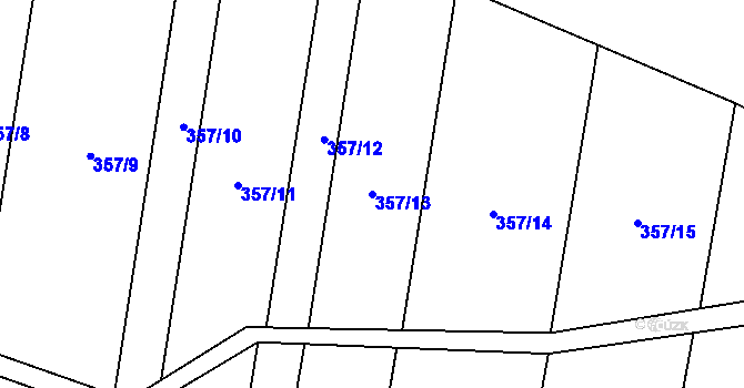 Parcela st. 357/13 v KÚ Vanov, Katastrální mapa