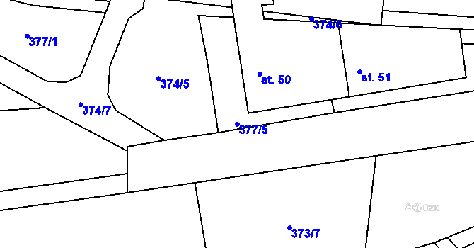 Parcela st. 377/5 v KÚ Vanov, Katastrální mapa