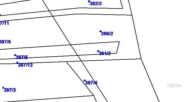 Parcela st. 391/2 v KÚ Vanov, Katastrální mapa