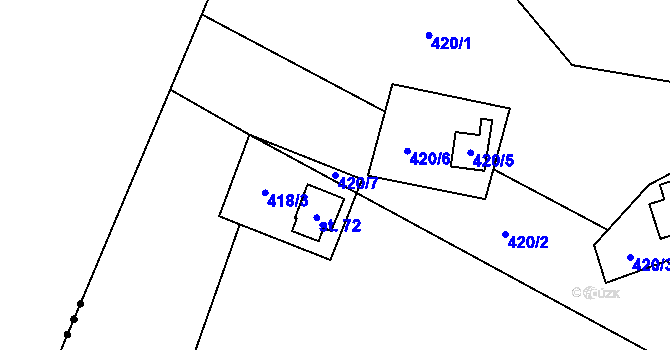 Parcela st. 420/7 v KÚ Vanov, Katastrální mapa