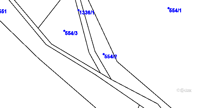 Parcela st. 554/2 v KÚ Vanov, Katastrální mapa