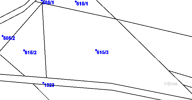 Parcela st. 615/3 v KÚ Vanov, Katastrální mapa
