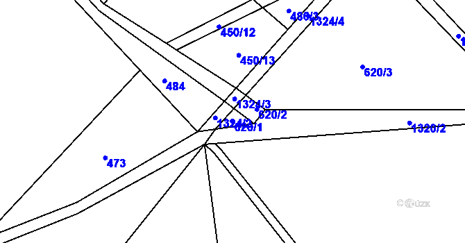 Parcela st. 620/1 v KÚ Vanov, Katastrální mapa