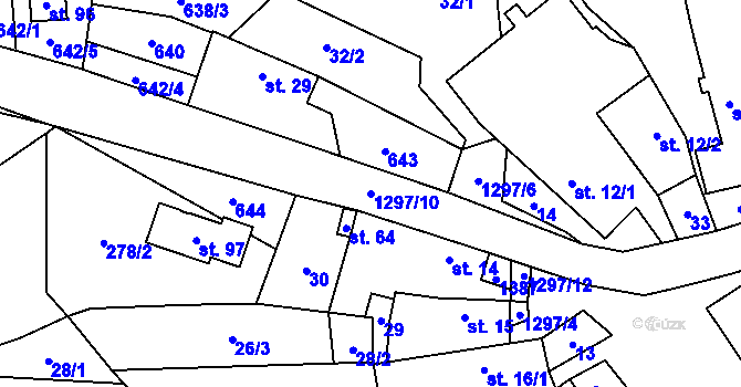 Parcela st. 1297/10 v KÚ Vanov, Katastrální mapa