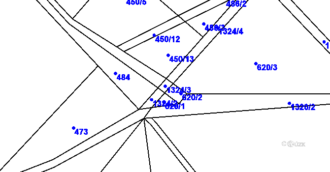 Parcela st. 1324/3 v KÚ Vanov, Katastrální mapa