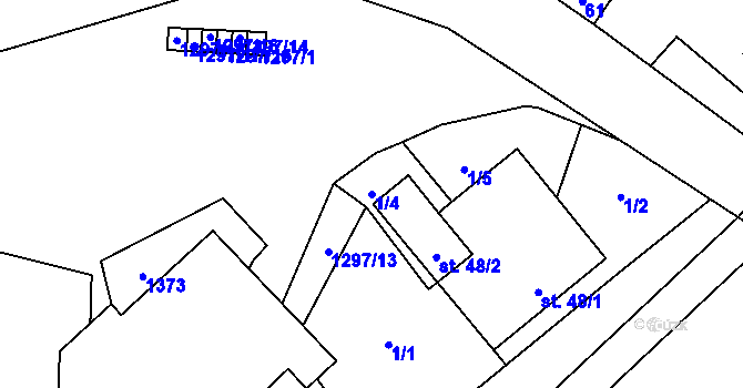Parcela st. 1/4 v KÚ Vanov, Katastrální mapa
