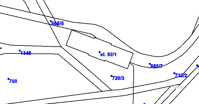 Parcela st. 92/1 v KÚ Vanov, Katastrální mapa