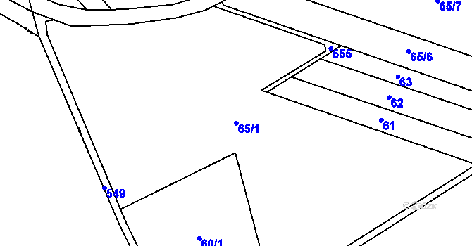 Parcela st. 65/1 v KÚ Drválovice, Katastrální mapa