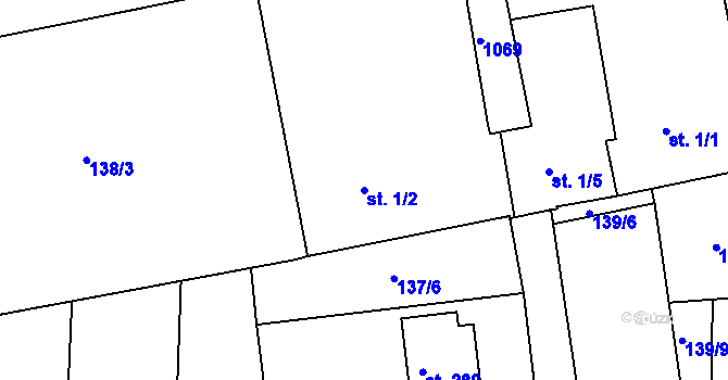 Parcela st. 1/2 v KÚ Vanovice, Katastrální mapa