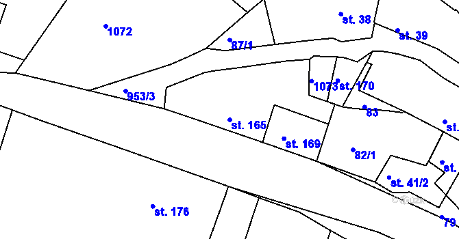 Parcela st. 165 v KÚ Vanovice, Katastrální mapa