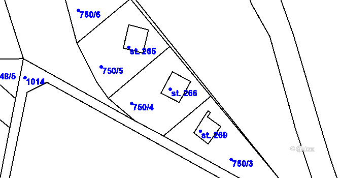 Parcela st. 266 v KÚ Vanovice, Katastrální mapa