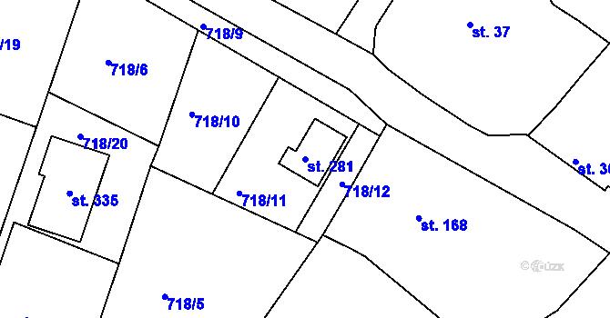 Parcela st. 281 v KÚ Vanovice, Katastrální mapa