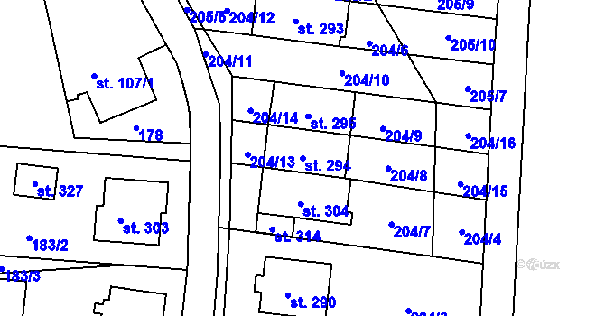 Parcela st. 294 v KÚ Vanovice, Katastrální mapa