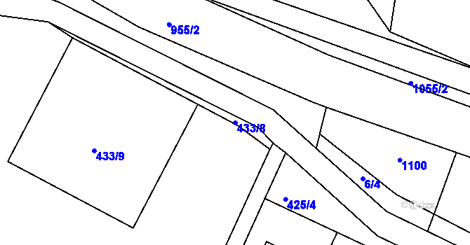 Parcela st. 433/8 v KÚ Vanovice, Katastrální mapa