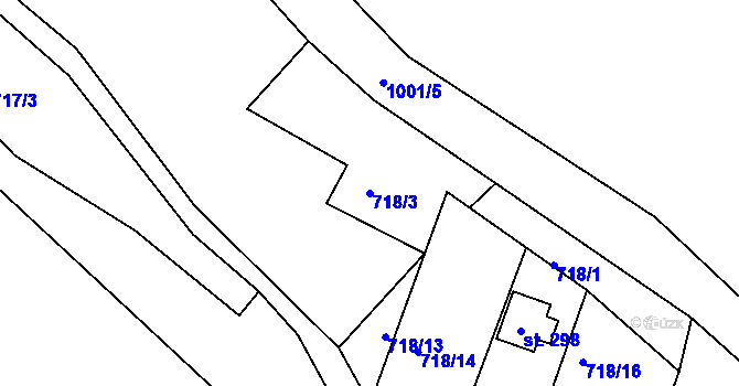 Parcela st. 718/3 v KÚ Vanovice, Katastrální mapa