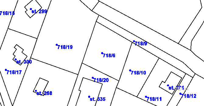Parcela st. 718/6 v KÚ Vanovice, Katastrální mapa