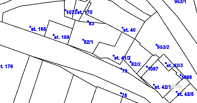 Parcela st. 41/2 v KÚ Vanovice, Katastrální mapa