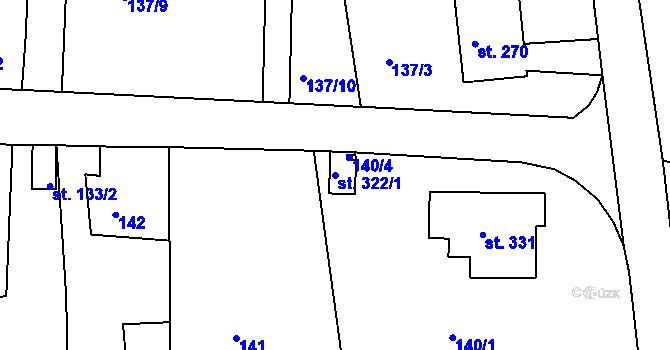 Parcela st. 322/1 v KÚ Vanovice, Katastrální mapa