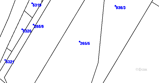 Parcela st. 265/5 v KÚ Vanovice, Katastrální mapa