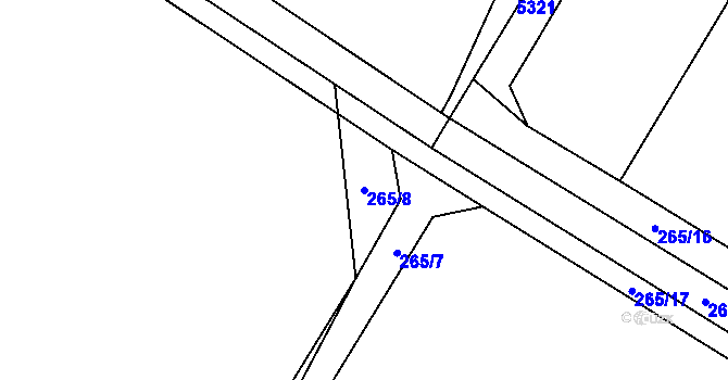 Parcela st. 265/8 v KÚ Vanovice, Katastrální mapa