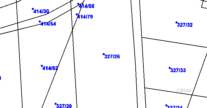 Parcela st. 327/26 v KÚ Vanovice, Katastrální mapa