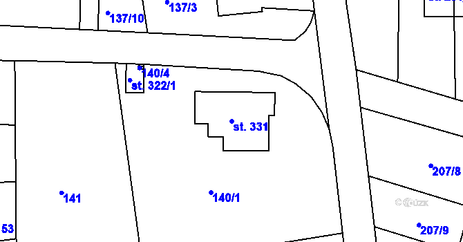 Parcela st. 331 v KÚ Vanovice, Katastrální mapa