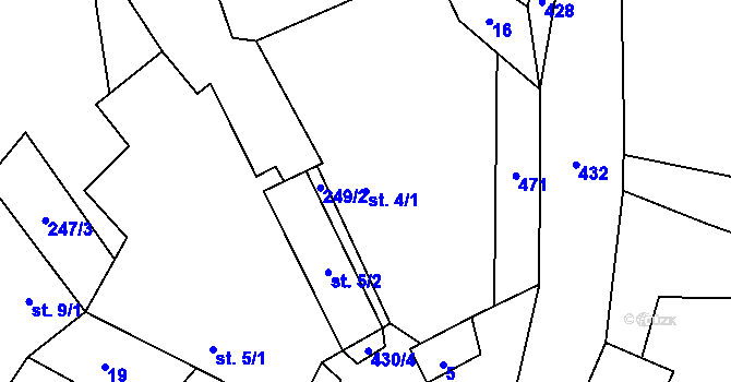 Parcela st. 4/1 v KÚ Vanůvek, Katastrální mapa