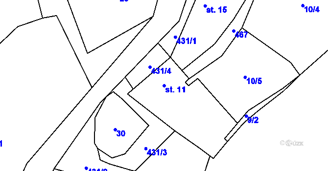 Parcela st. 11 v KÚ Vanůvek, Katastrální mapa