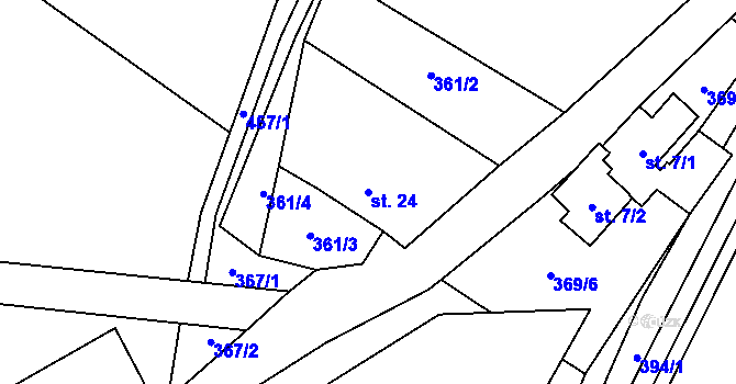 Parcela st. 24 v KÚ Vanůvek, Katastrální mapa