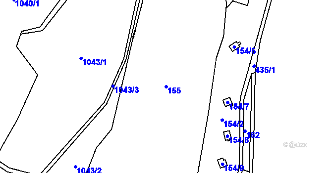 Parcela st. 155 v KÚ Vanůvek, Katastrální mapa