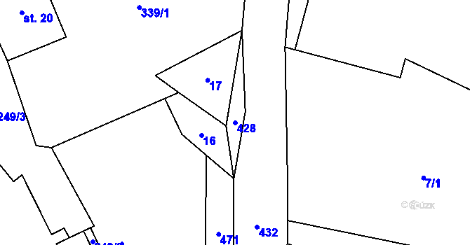 Parcela st. 428 v KÚ Vanůvek, Katastrální mapa
