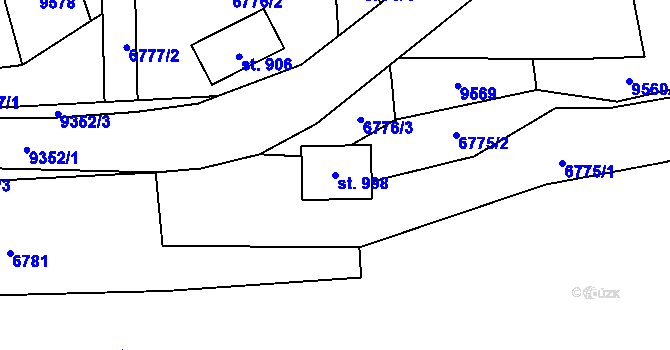 Parcela st. 998 v KÚ Vápenice u Starého Hrozenkova, Katastrální mapa