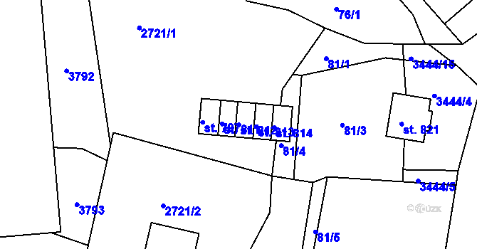 Parcela st. 812 v KÚ Vápenná, Katastrální mapa